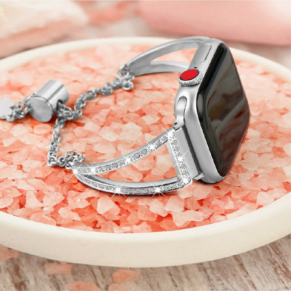 Mega smuk Universal Apple Metal og Rhinsten Rem - Sølv#serie_2