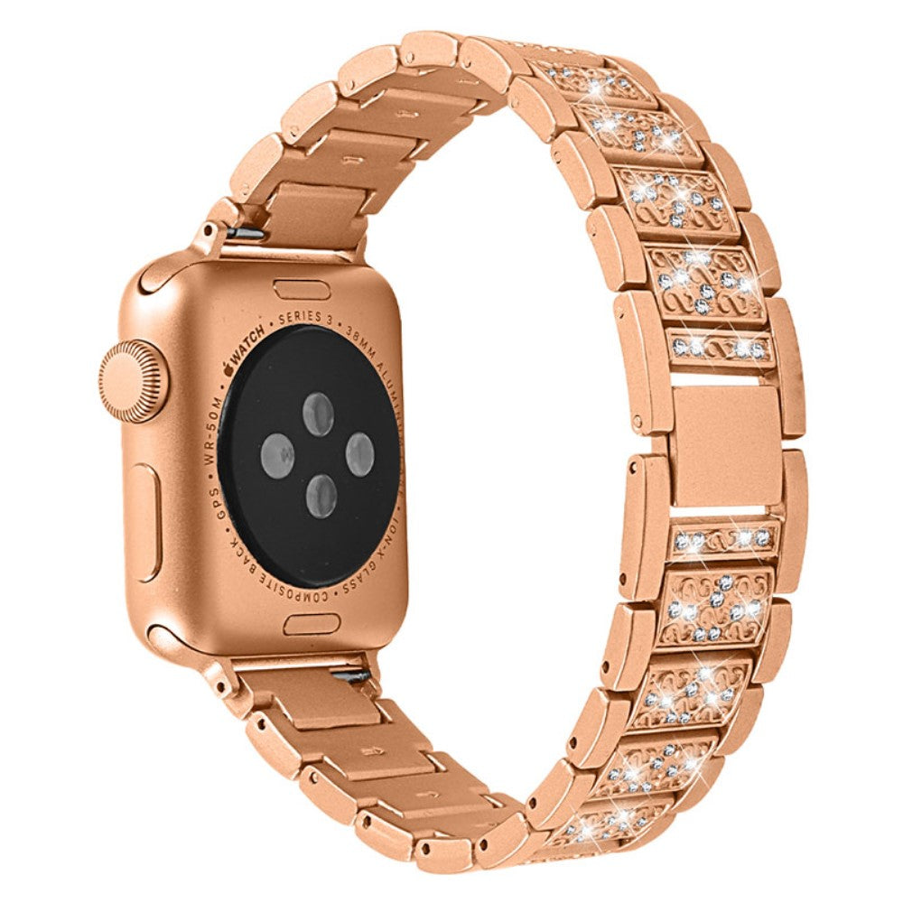 Meget flot Apple Watch Series 7 45mm Metal og Rhinsten Rem - Guld#serie_3