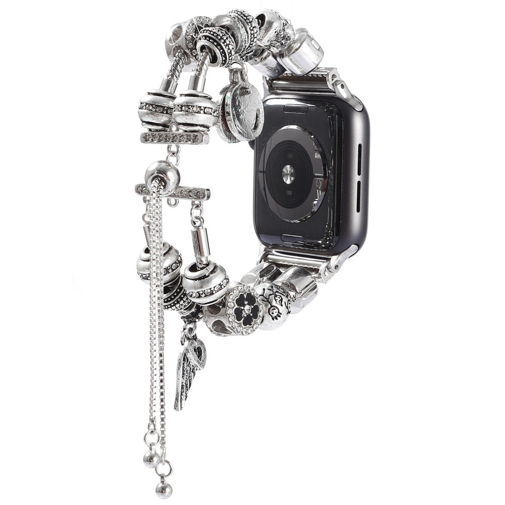 Slidstærk Apple Watch Series 7 45mm Metal og Rhinsten Rem - Sølv#serie_4