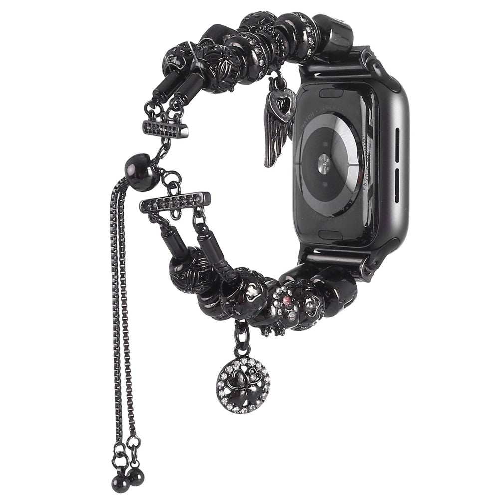 Slidstærk Apple Watch Series 7 45mm Metal og Rhinsten Rem - Sort#serie_5