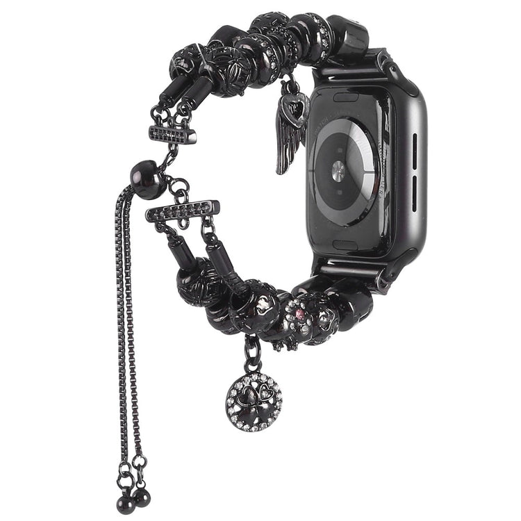 Slidstærk Apple Watch Series 7 45mm Metal og Rhinsten Rem - Sort#serie_5