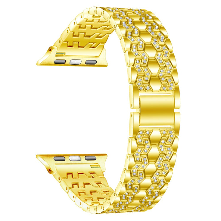 Vildt smuk Apple Watch Series 7 45mm Metal og Rhinsten Rem - Guld#serie_3