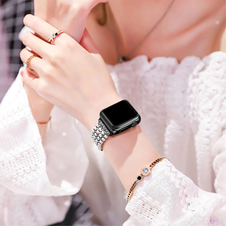 Smuk Apple Watch Series 7 45mm Metal og  Rhinsten Urrem - Sort#serie_1