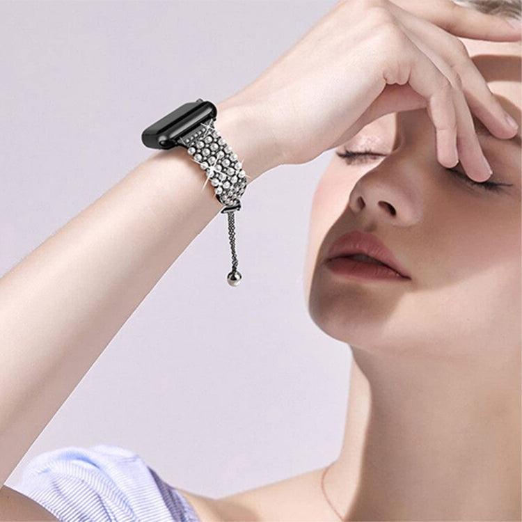 Smuk Apple Watch Series 7 45mm Metal og  Rhinsten Urrem - Sort#serie_1