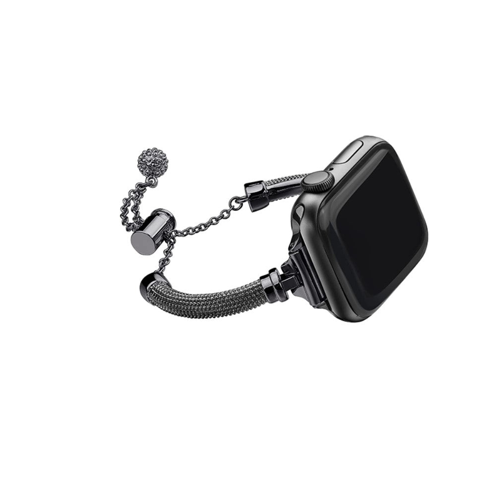 Fed Apple Watch Series 7 45mm Metal og Rhinsten Rem - Sort#serie_2