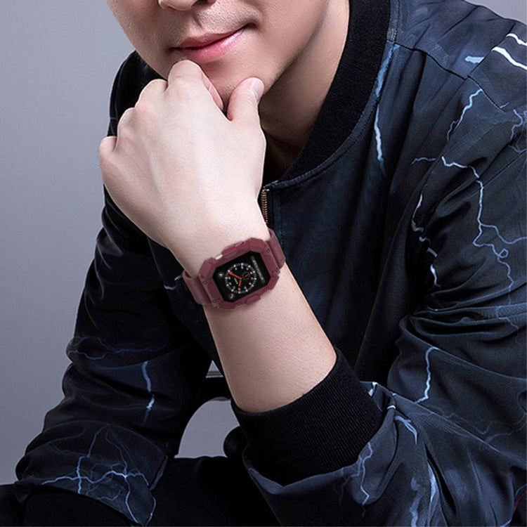 Super nydelig Apple Watch Series 7 45mm Silikone Urrem - Rød#serie_2