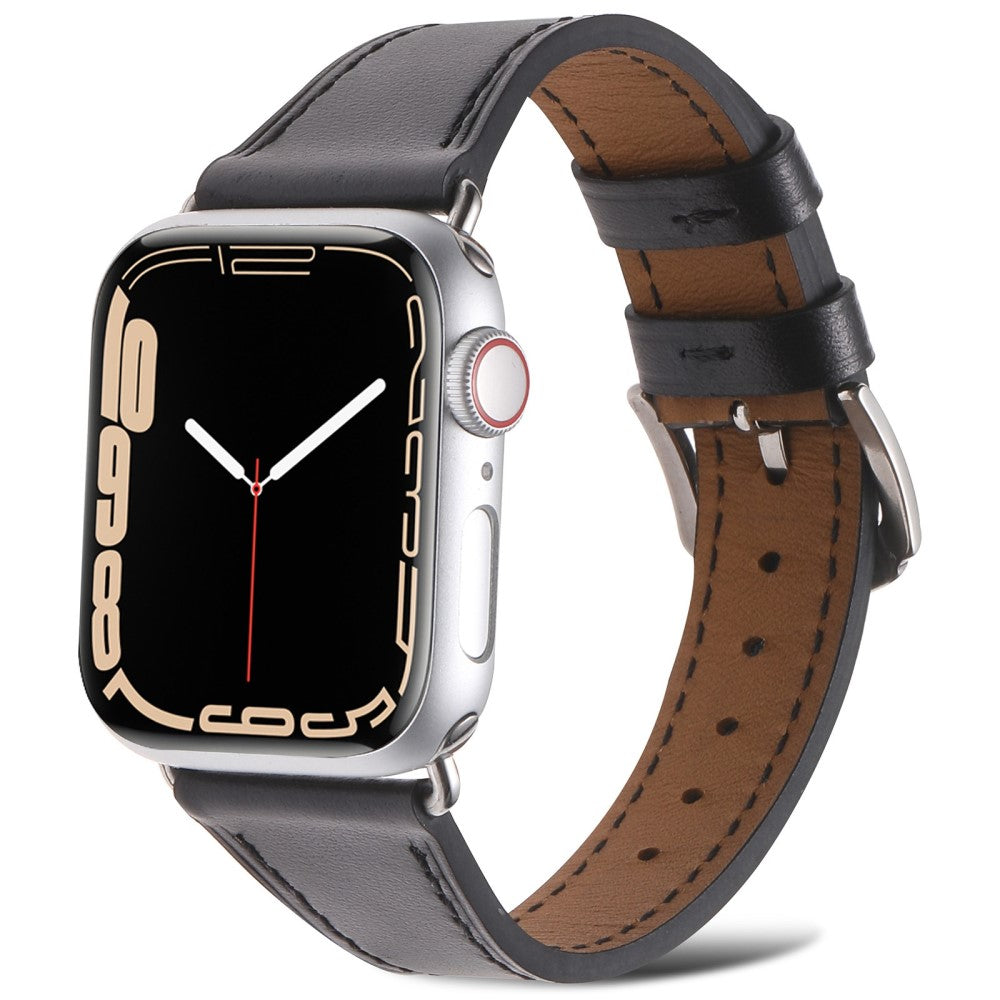 Helt vildt slidstærk Universal Apple Ægte læder Urrem - Sort#serie_1