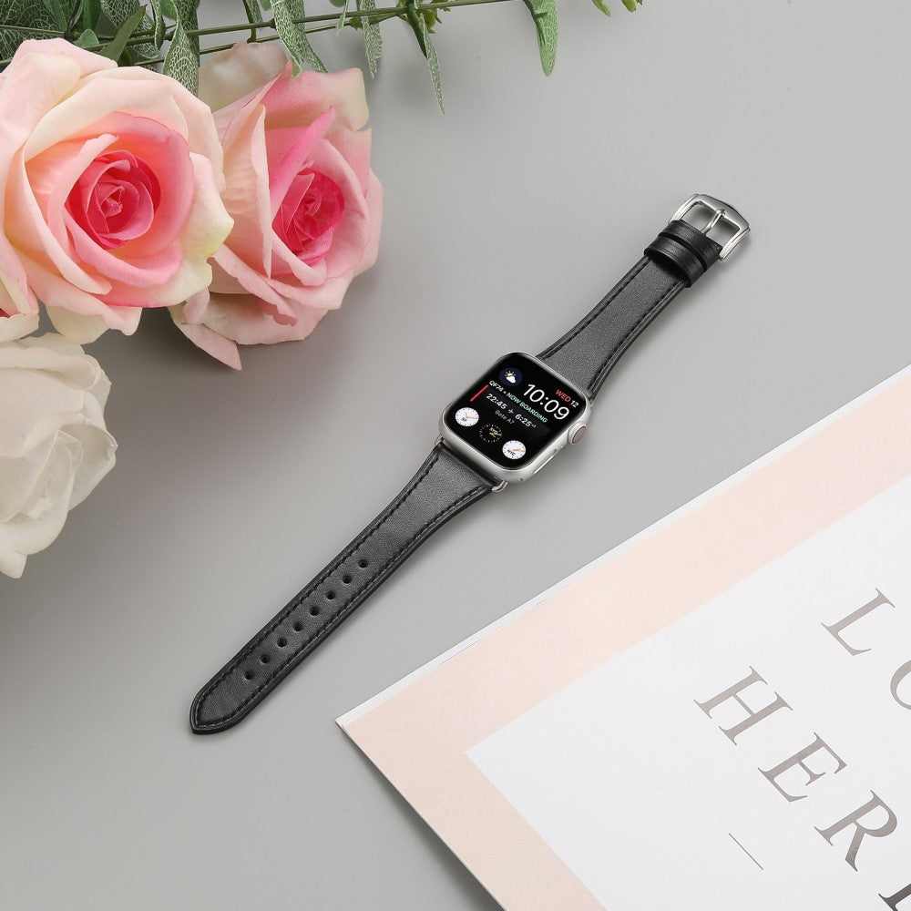 Helt vildt slidstærk Universal Apple Ægte læder Urrem - Sort#serie_1