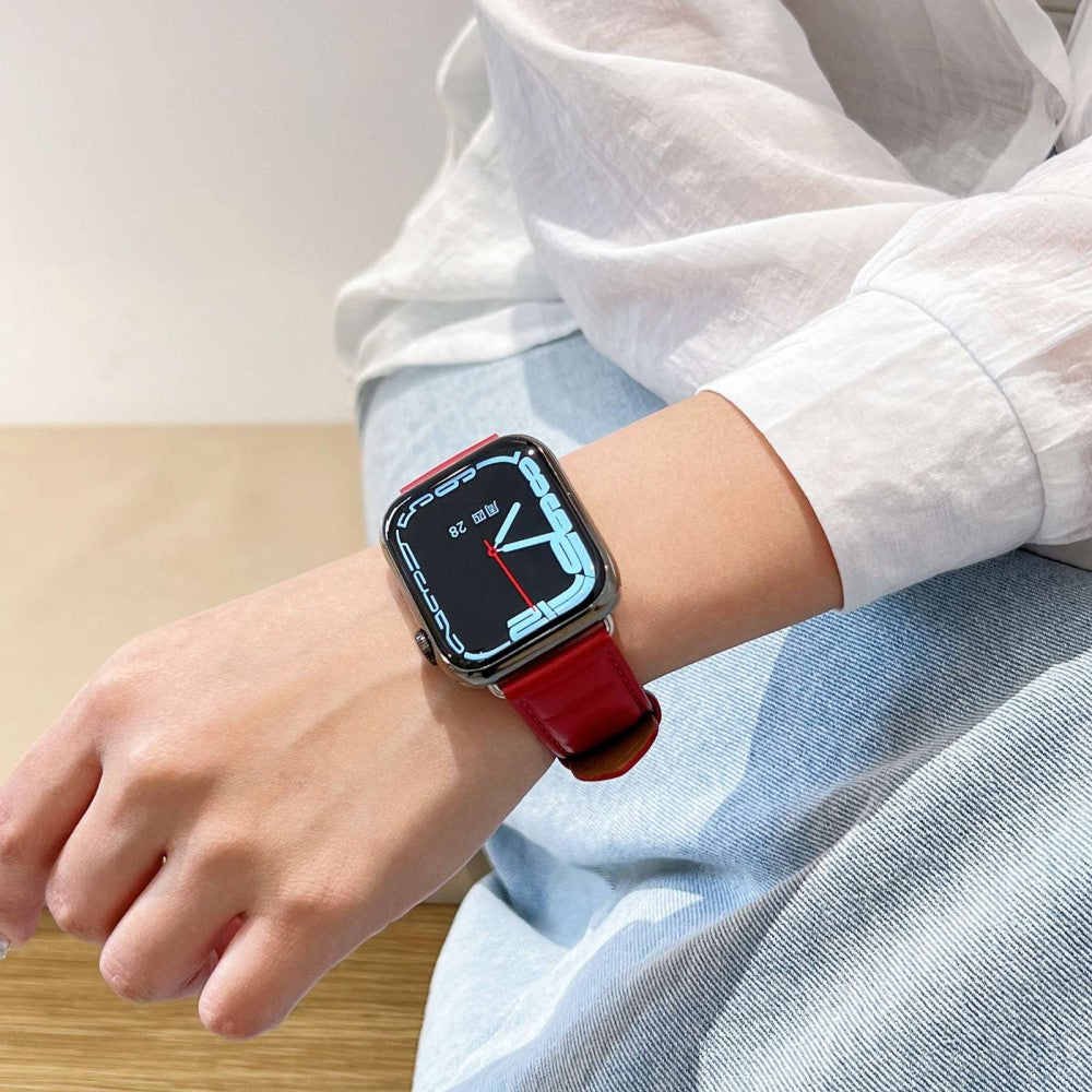 Meget cool Universal Apple Ægte læder Urrem - Rød#serie_2