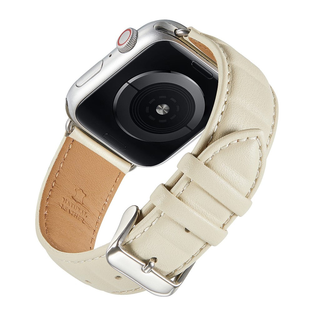 Meget cool Universal Apple Ægte læder Urrem - Beige#serie_6