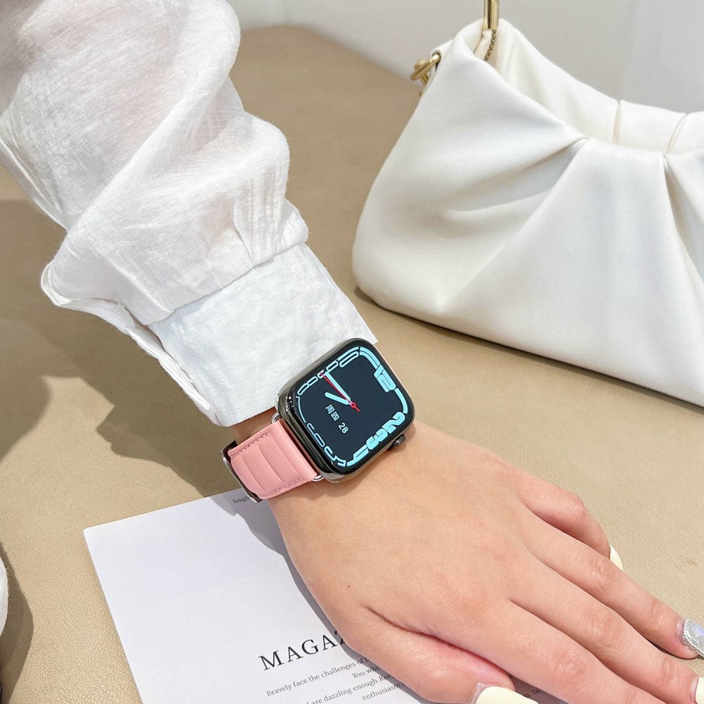 Meget cool Universal Apple Ægte læder Urrem - Beige#serie_6