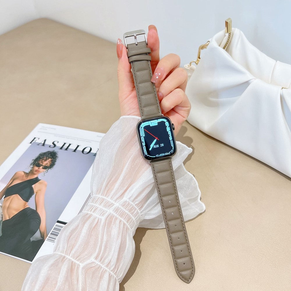 Meget cool Universal Apple Ægte læder Urrem - Sølv#serie_7