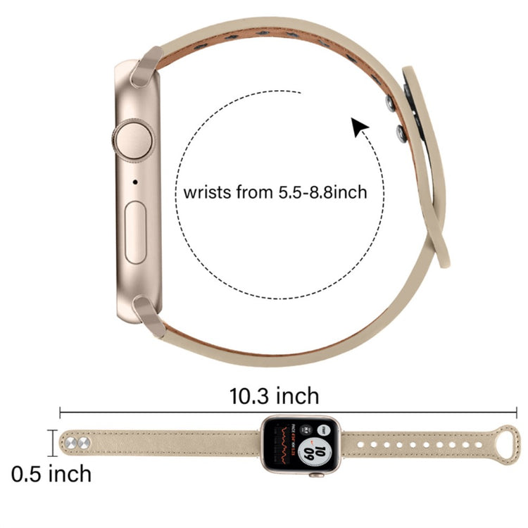Rigtigt smuk Universal Apple Ægte læder Urrem - Beige#serie_3