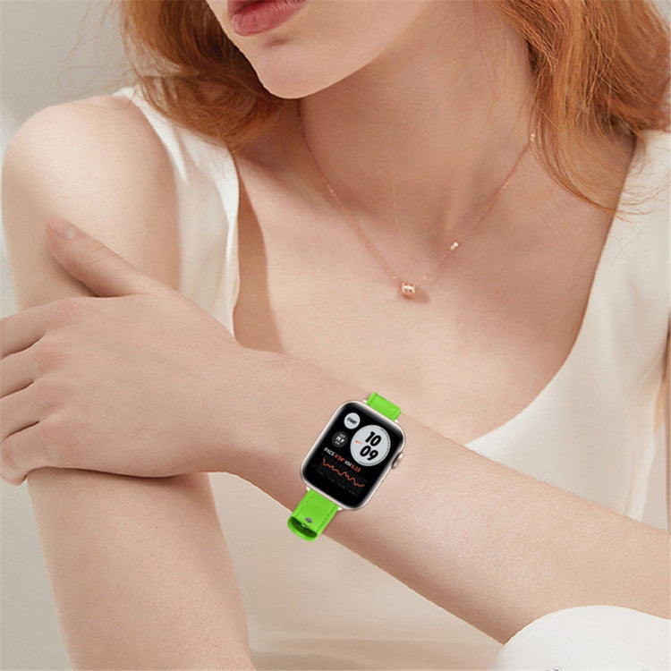 Rigtigt smuk Universal Apple Ægte læder Urrem - Grøn#serie_9