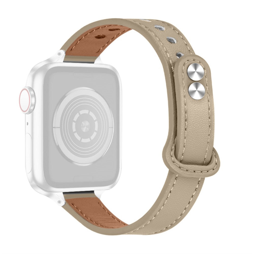 Fint Universal Apple Ægte læder Urrem - Beige#serie_3