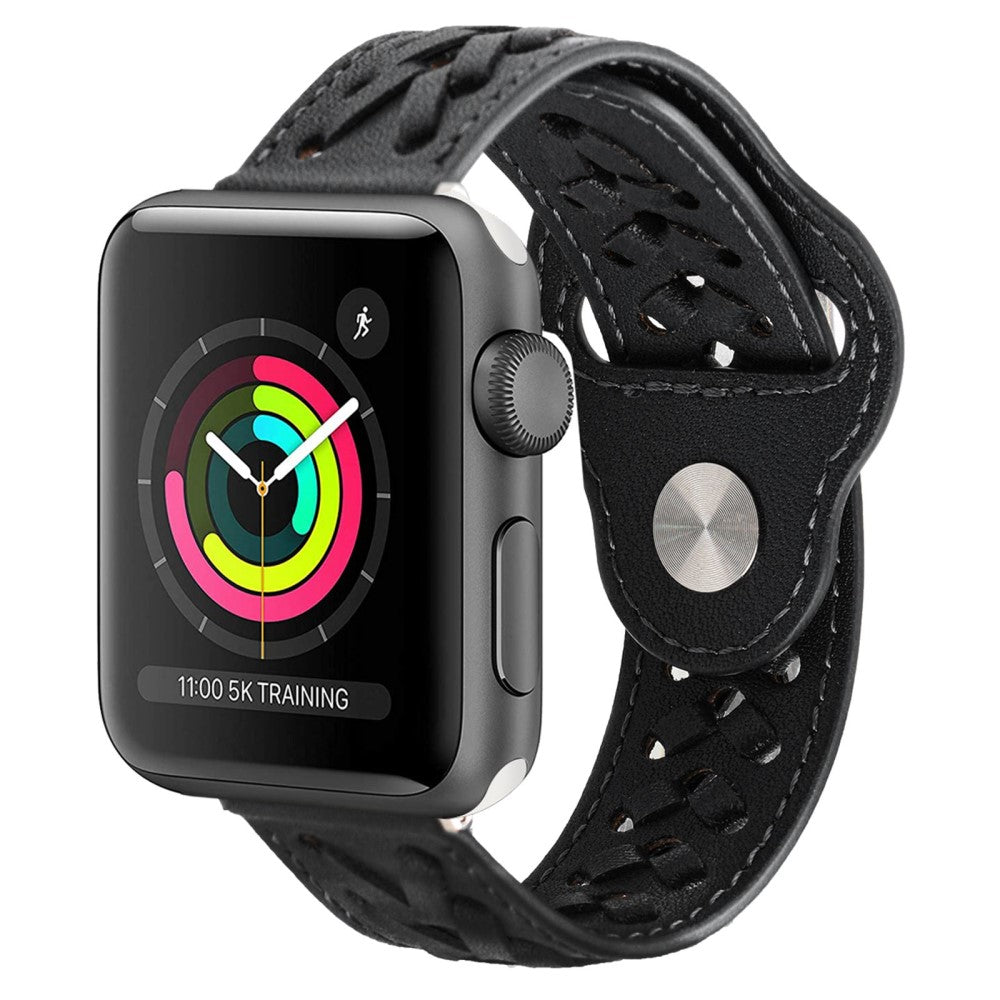 Super fantastisk Universal Apple Ægte læder Urrem - Sort#serie_2