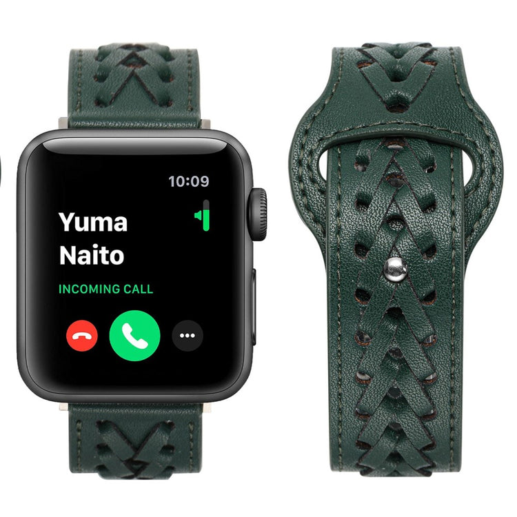 Super fantastisk Universal Apple Ægte læder Urrem - Grøn#serie_3