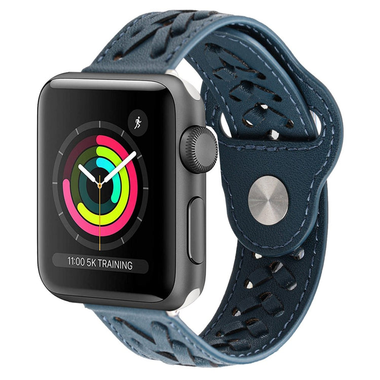 Super fantastisk Universal Apple Ægte læder Urrem - Blå#serie_4