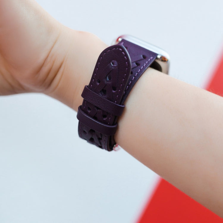 Meget hårdfør Universal Apple Ægte læder Urrem - Lilla#serie_2