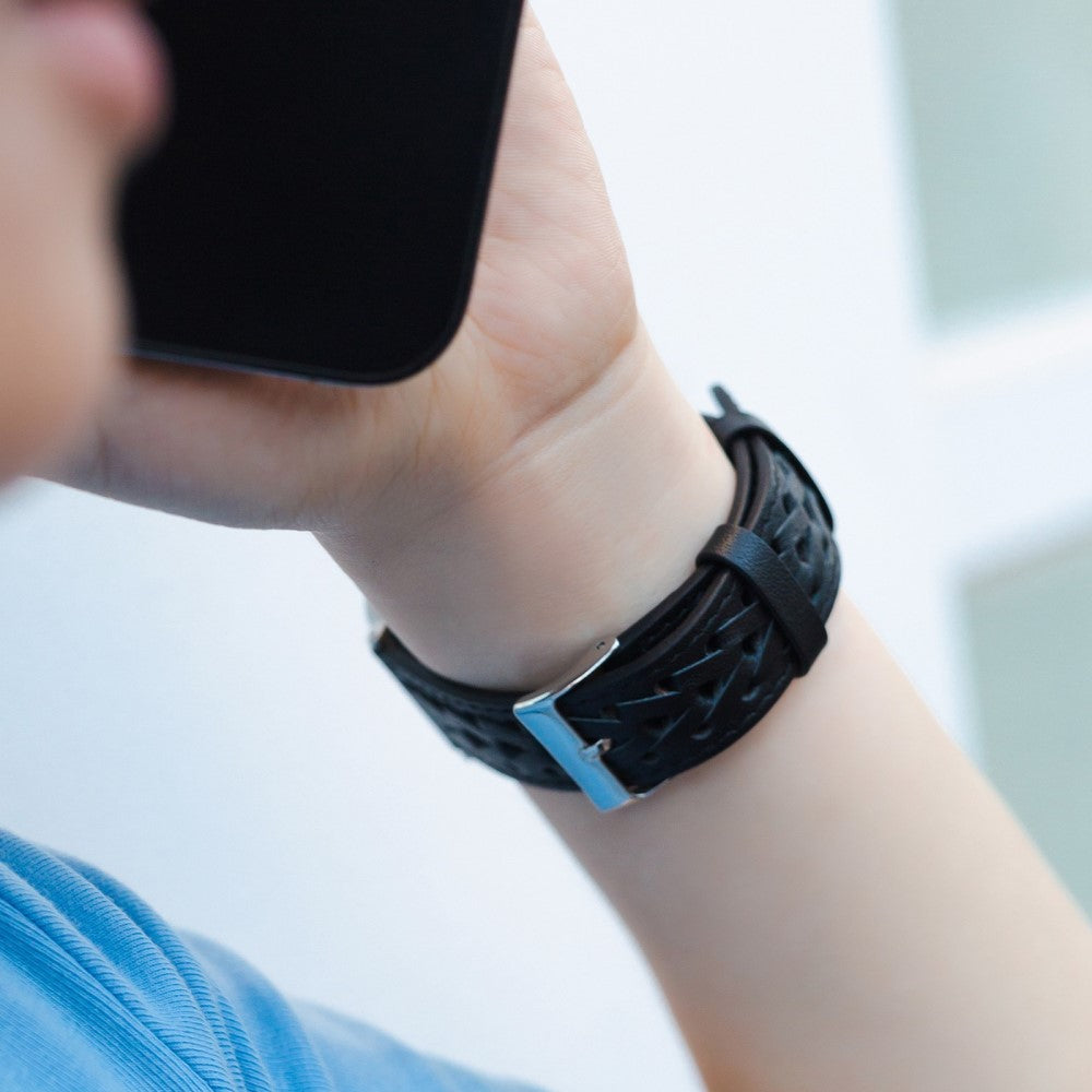 Meget hårdfør Universal Apple Ægte læder Urrem - Blå#serie_3