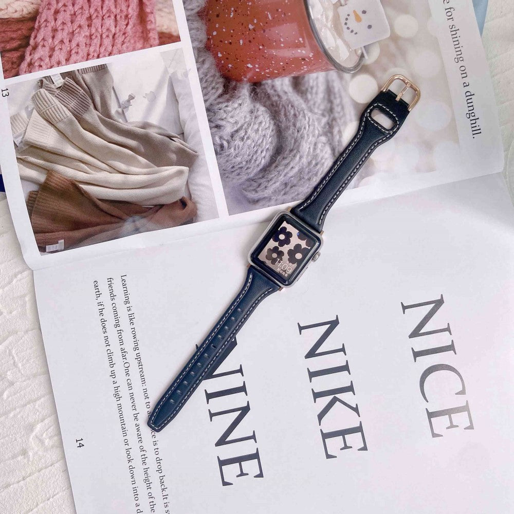 Rigtigt fint Universal Apple Ægte læder Urrem - Sort#serie_4