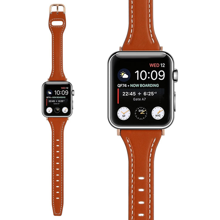 Rigtigt fint Universal Apple Ægte læder Urrem - Brun#serie_7