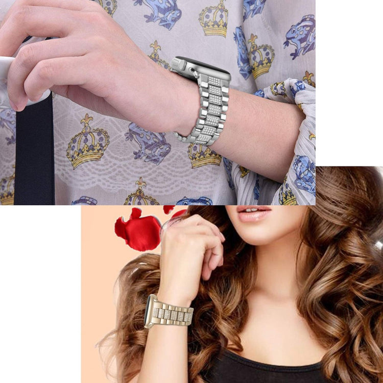 Rigtigt kønt Universal Apple Metal og Rhinsten Rem - Sølv#serie_5