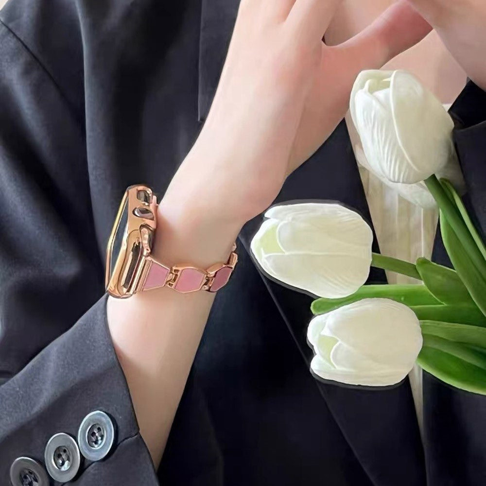 Rigtigt flot Universal Apple Metal og  Rhinsten Urrem - Pink#serie_2