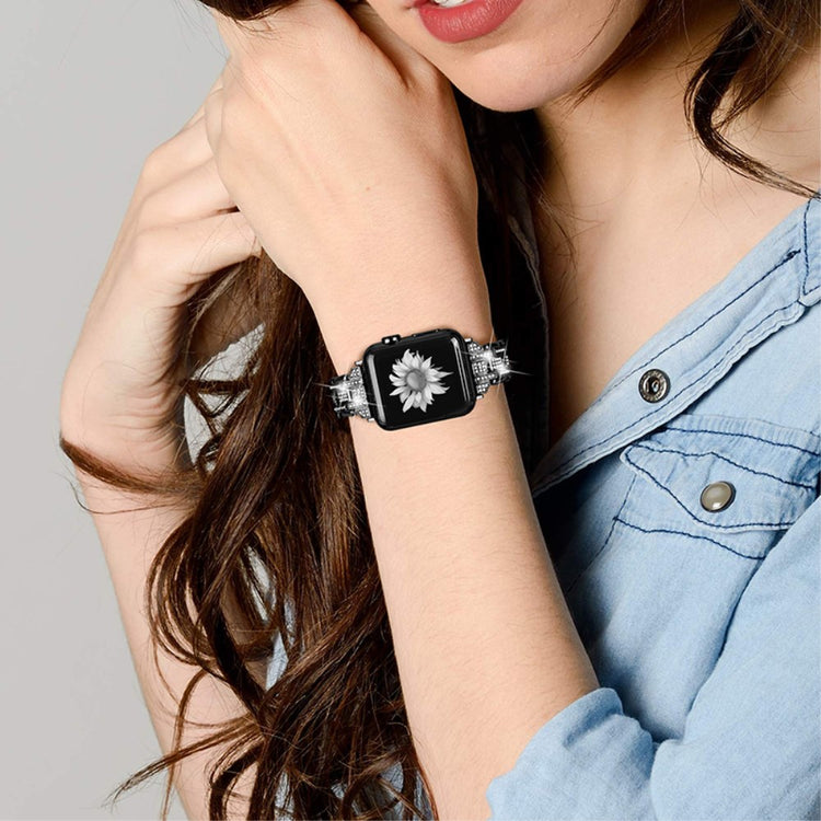 Mega fint Universal Apple Metal og  Rhinsten Urrem - Sort#serie_1