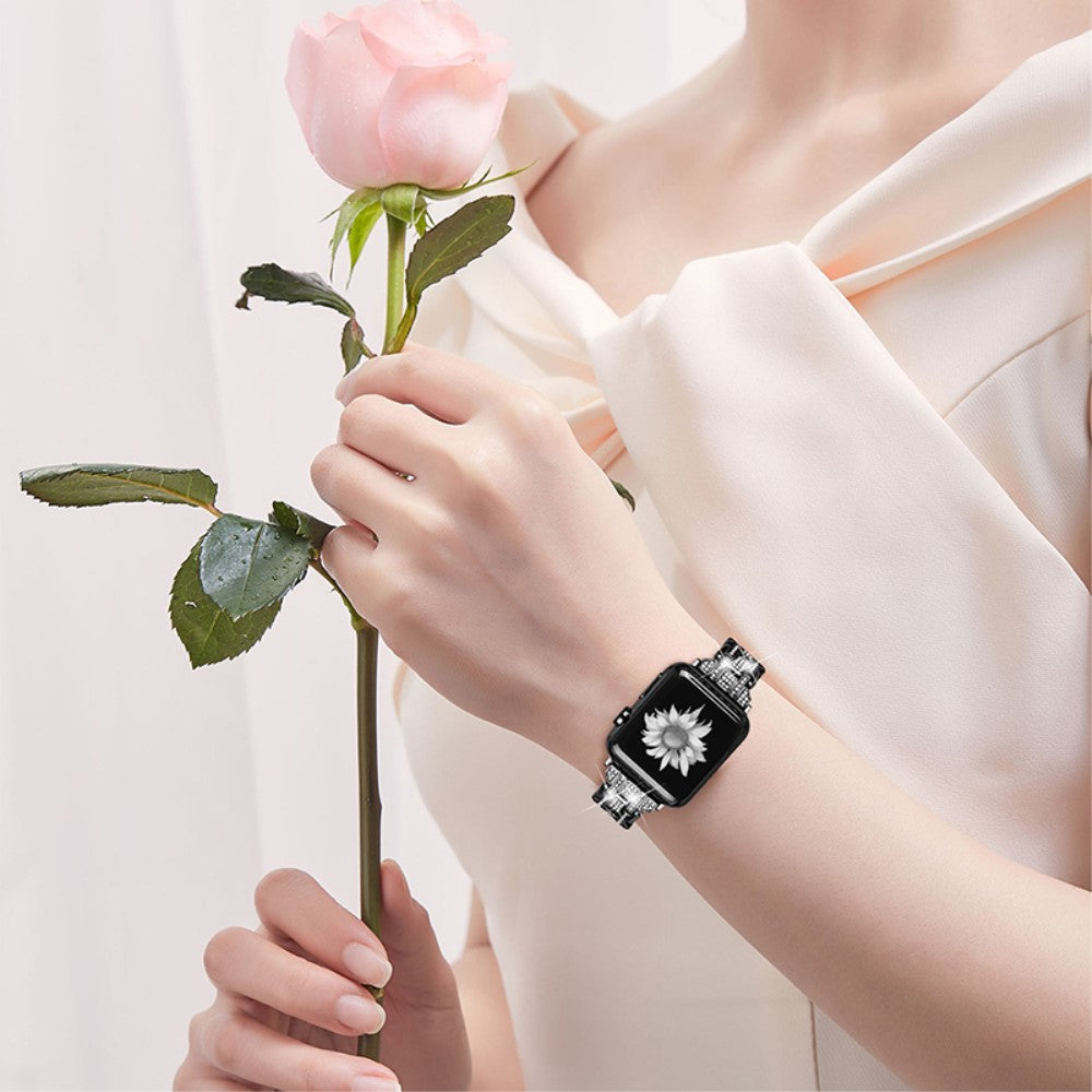 Mega fint Universal Apple Metal og  Rhinsten Urrem - Sort#serie_1