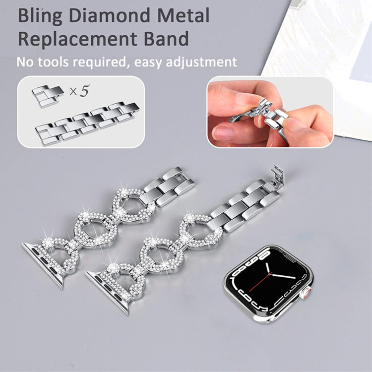 Eminent Universal Apple Rhinsten og Glas Rem - Sølv#serie_5