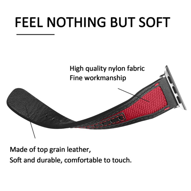 Fortrinligt Universal Apple Ægte læder og Nylon Rem - Rød#serie_2