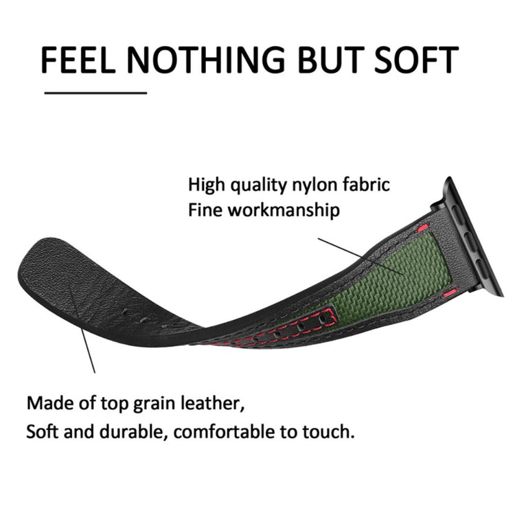 Fortrinligt Universal Apple Ægte læder og Nylon Rem - Sort#serie_3