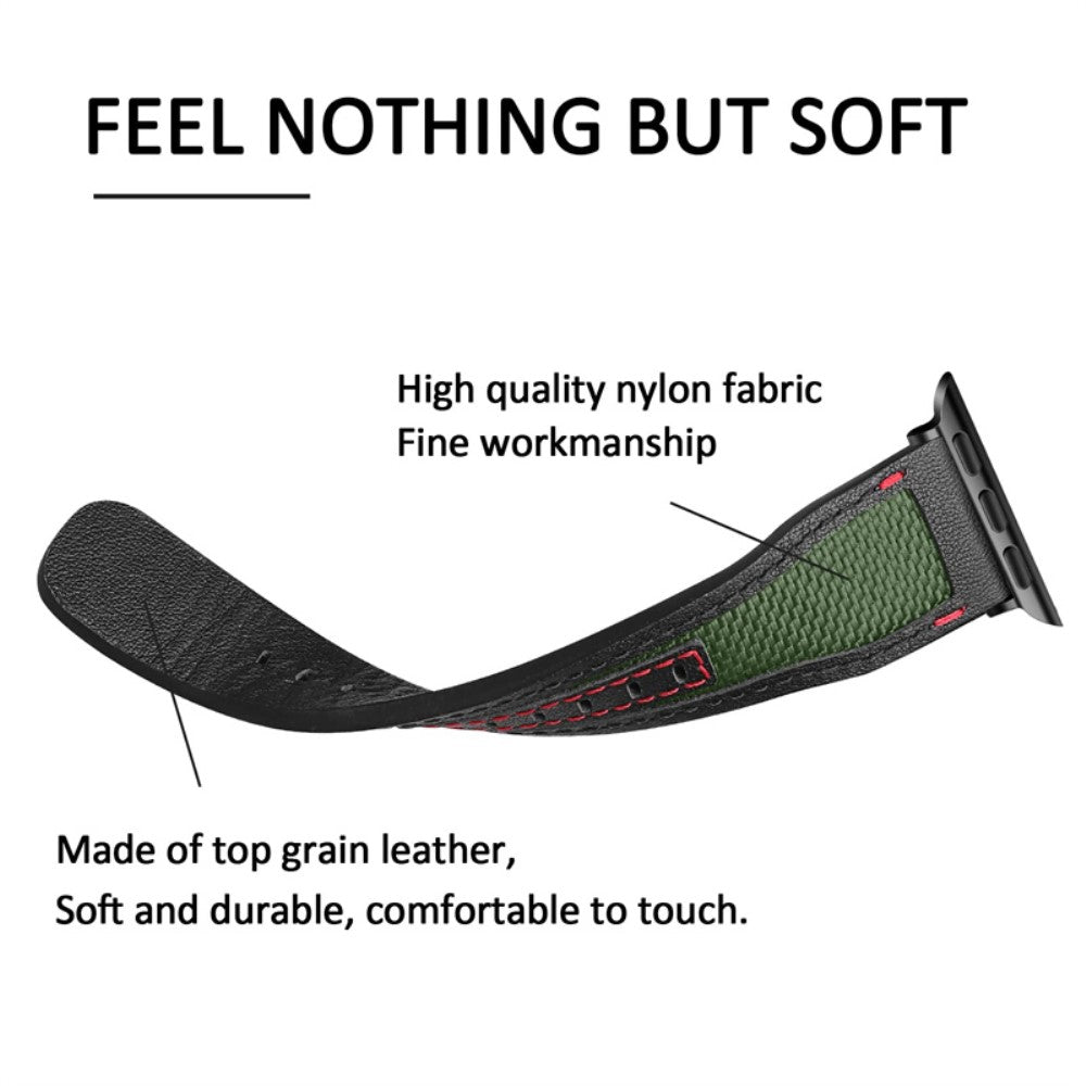 Fortrinligt Universal Apple Ægte læder og Nylon Rem - Sort#serie_3