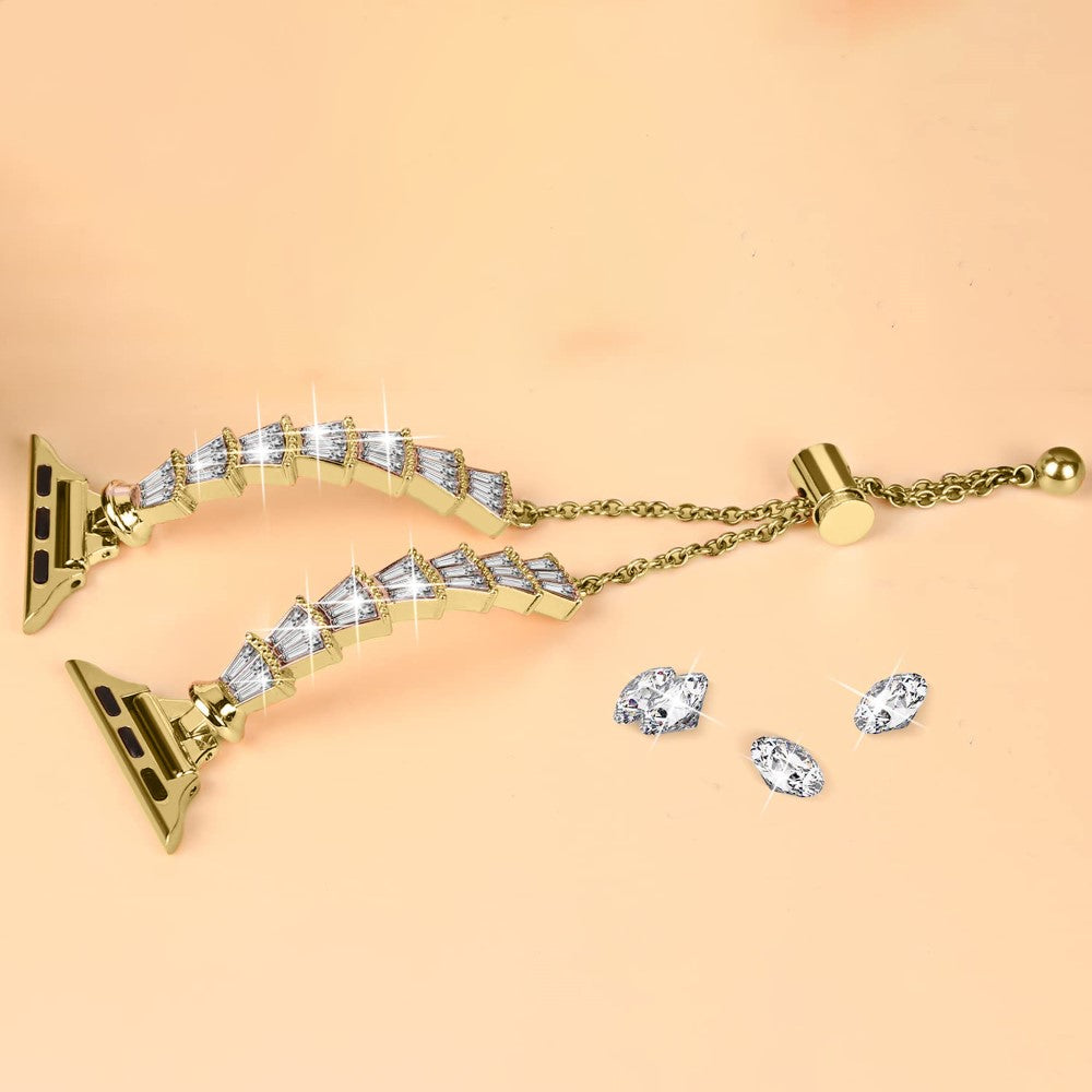 Vildt slidstærk Universal Apple Metal og Rhinsten Rem - Guld#serie_4