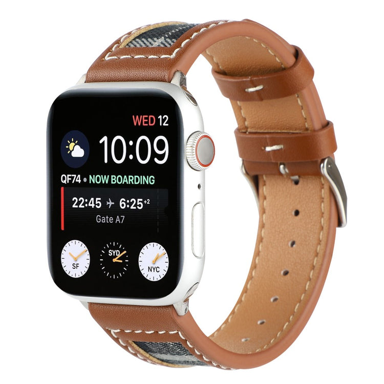 Flot Kunstlæder Og Nylon Universal Rem passer til Apple Smartwatch - Grøn#serie_2