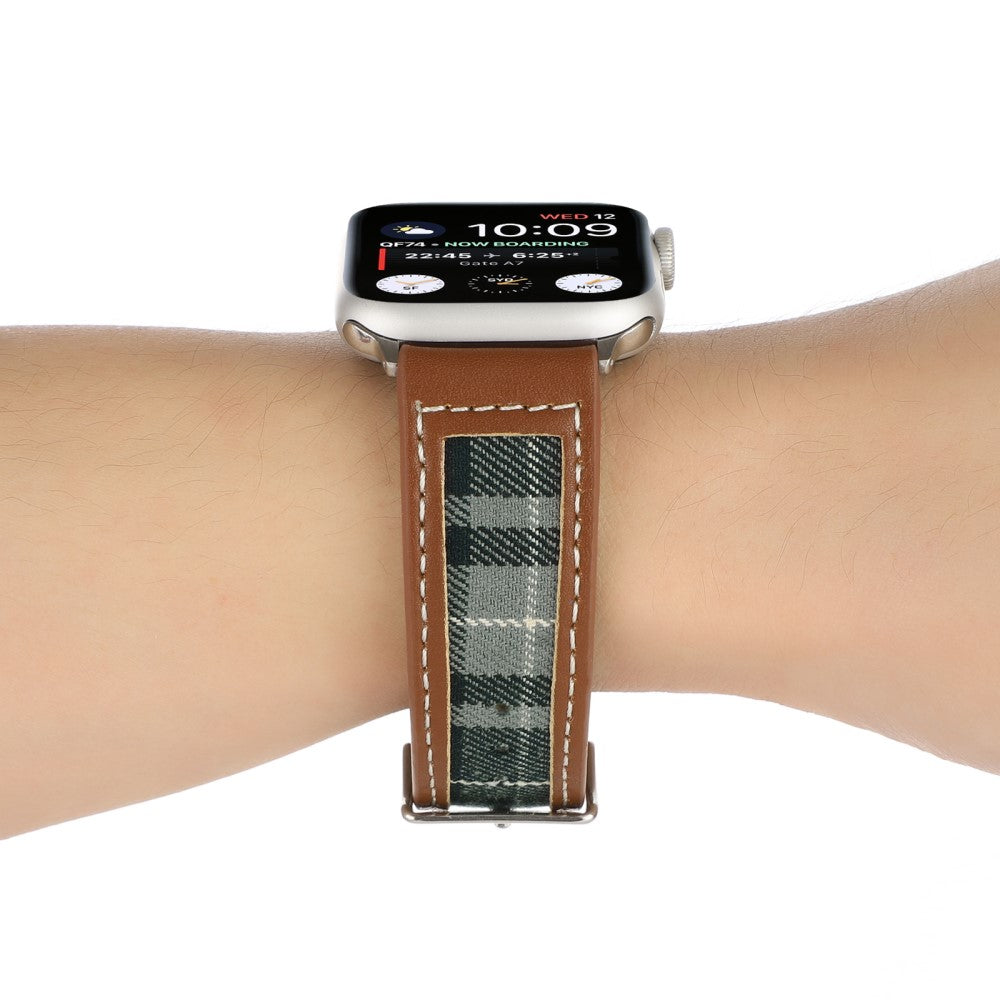 Flot Kunstlæder Og Nylon Universal Rem passer til Apple Smartwatch - Grøn#serie_2