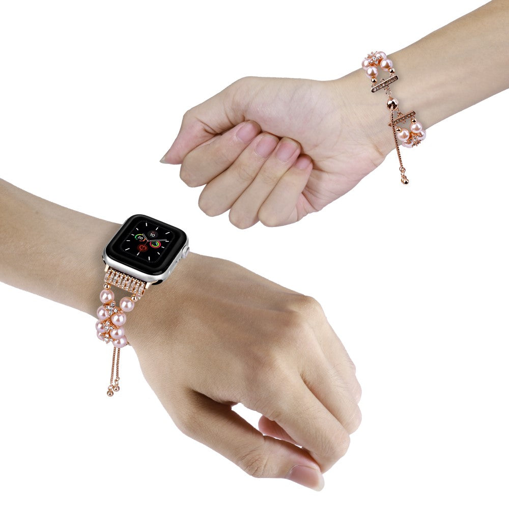 Sejt Plastik Og Rhinsten Universal Rem passer til Apple Smartwatch - Pink#serie_1