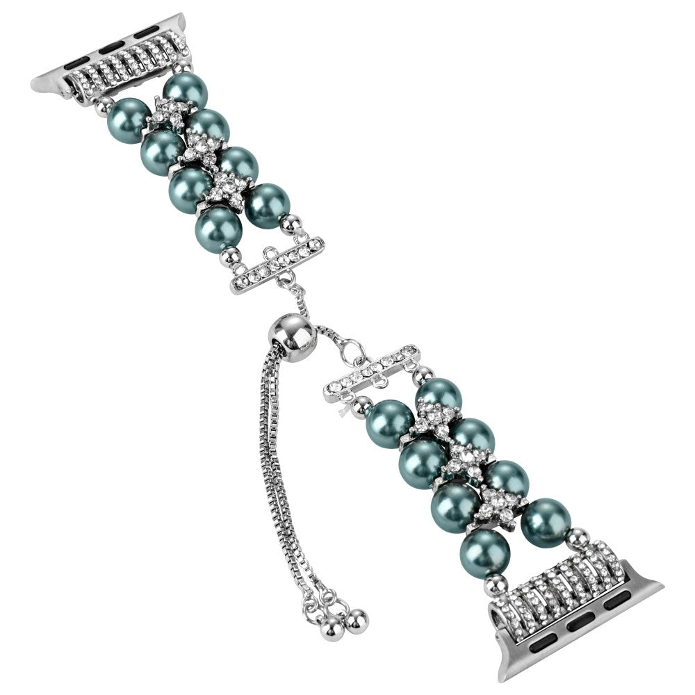 Sejt Plastik Og Rhinsten Universal Rem passer til Apple Smartwatch - Blå#serie_3