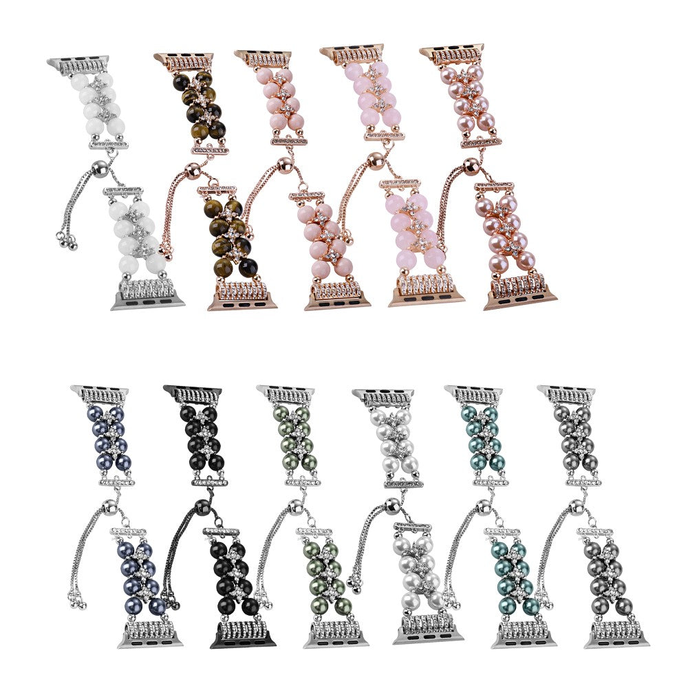 Sejt Plastik Og Rhinsten Universal Rem passer til Apple Smartwatch - Hvid#serie_5