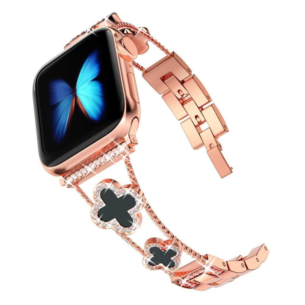 Sejt Metal Og Rhinsten Universal Rem passer til Apple Smartwatch - Pink#serie_2