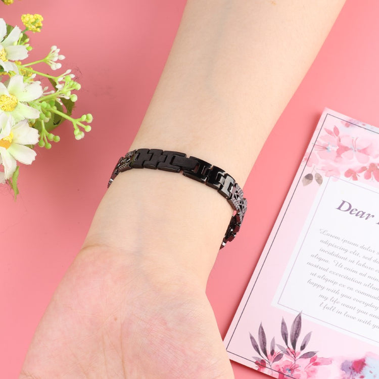 Super Pænt Metal Og Rhinsten Universal Rem passer til Apple Smartwatch - Sort#serie_1