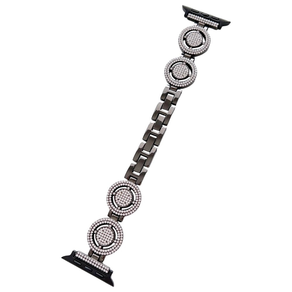 UdsΓΈgt Metal Og Rhinsten Universal Rem passer til Apple Smartwatch - Sort#serie_1