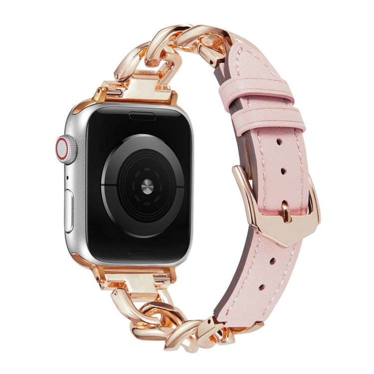 Fint Metal Og Kunstlæder Universal Rem passer til Apple Smartwatch - Pink#serie_2