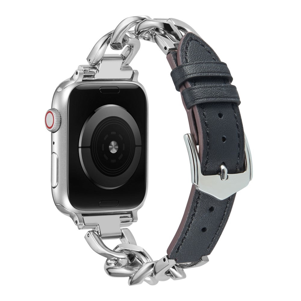 Fint Metal Og Kunstlæder Universal Rem passer til Apple Smartwatch - Sort#serie_5
