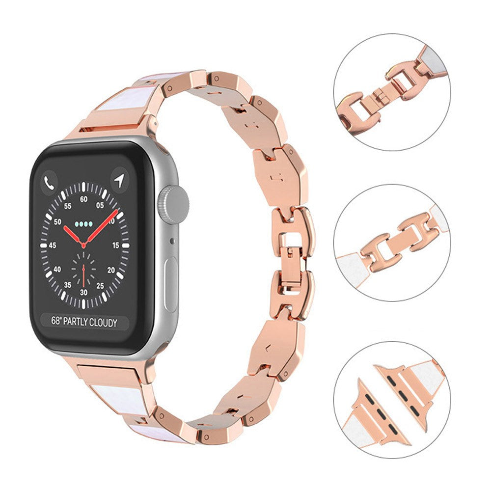 Rigtigt pænt Universal Apple Metal og  Rhinsten Urrem - Hvid#serie_1