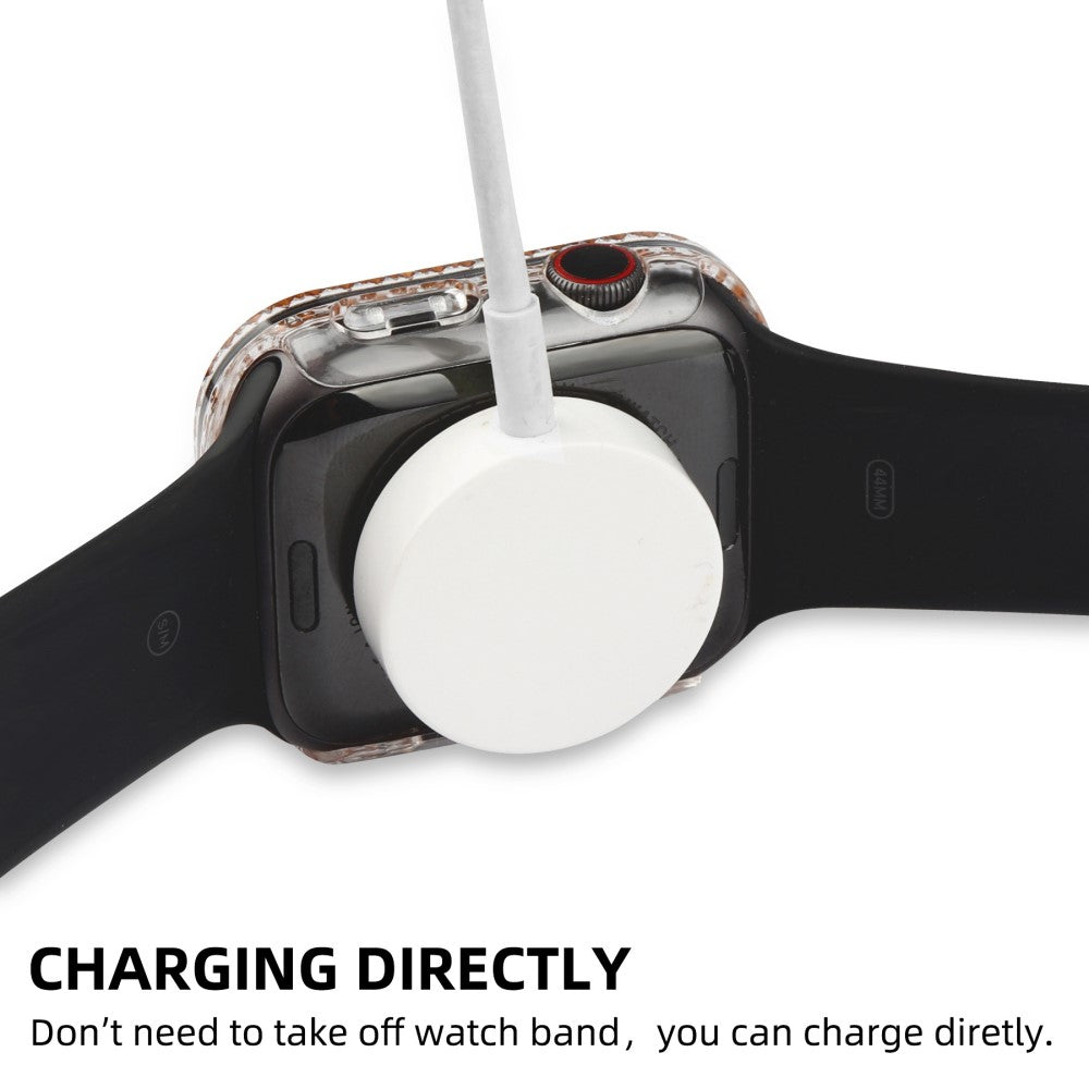 Super Fint Apple Watch Series 8 (45mm) / Apple Watch Series 7 45mm Cover med Skærmbeskytter i Plastik, Rhinsten og Hærdet Glas - Gennemsigtig#serie_2