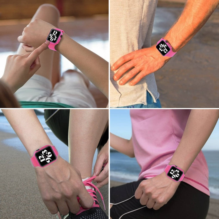 Vildt Fint Apple Watch Series 8 (45mm) / Apple Watch Series 7 45mm Cover med Skærmbeskytter i Plastik og Hærdet Glas - Pink#serie_15