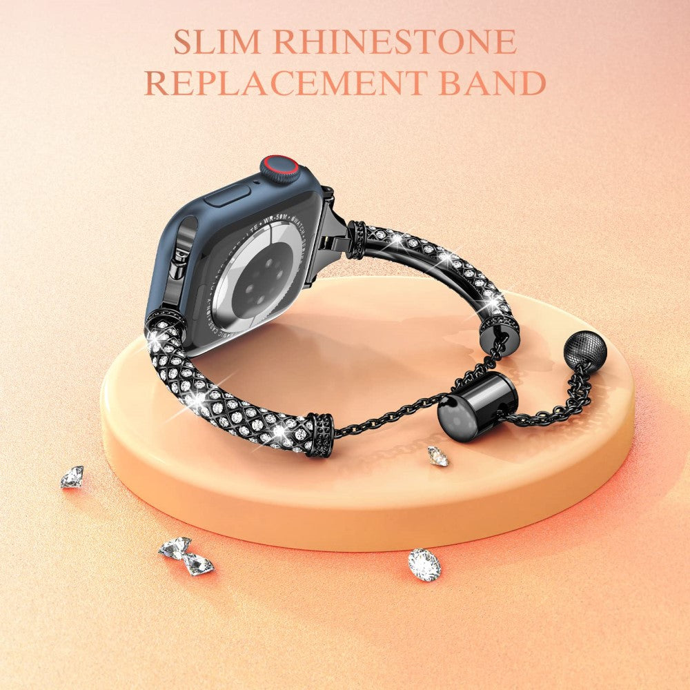 Meget godt Universal Apple Metal og Rhinsten Rem - Sort#serie_1