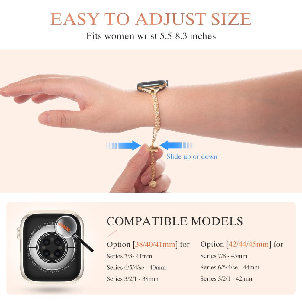 Meget godt Universal Apple Metal og Rhinsten Rem - Guld#serie_2